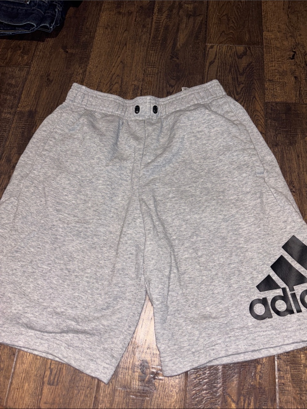 adidas Light Gray Athletic Shorts with Black Logo